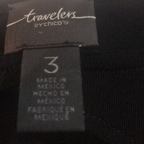 CHICOS - TRAVELERS, size 3 (equal to 1x-2x) jet black top; cut out front piece - Picture 5 of 6